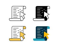 document and cursor icon vector design in 4 style line, glyph, duotone, and flat.