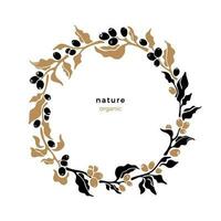 Nature border. Vector branch, berry Organic symbol