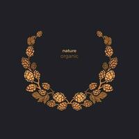 Hops wreath. Vector bush, cone. Herbal bio pattern