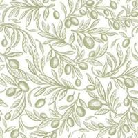 Olive drawn seamless pattern Vector texture branch