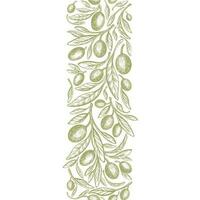 Olive vertical strip Vector border, texture branch