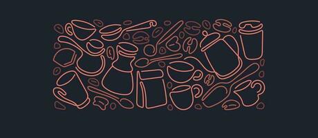 Coffee linear design Abstract cup, cezve, espresso vector