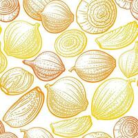 Onion yellow bulb. Vector texture seamless pattern