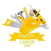 Happy Labor Day. International labor day with work tools. Working day of different professions. . Vector illustration