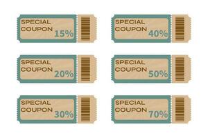 Set of promotional coupons in retro style. Coupon set, coupons, discount coupon, gift coupon. Y2K. Hand style. vector