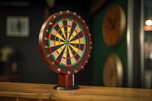 A Colorful Spinner Wheel in Defocused Room Background. Generative AI. photo