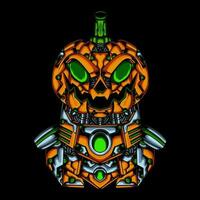 an illustration of a pumpkin helloween robot vector