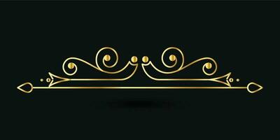 Decorative gold title frame isolated on dark green color background classic ornament vector