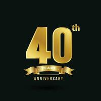 Anniversary 40th Years Luxury Golden Number Ribbon vector