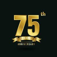 Anniversary 75th Years Luxury Golden Number Ribbon vector