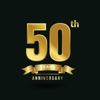 Anniversary 50th Years Luxury Golden Number Ribbon vector