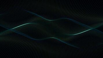 Minimalist dark motion background with a gently flowing green blue digital fractal light wave. This abstract technology concept background is full HD and a seamless loop. video