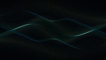 Minimalist dark motion background with a gently flowing green blue digital fractal light wave. This abstract technology concept background is full HD and a seamless loop. video