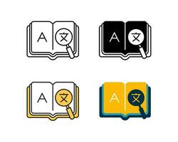 dictionary icon element vector design in 4 style line, glyph, duotone, and flat.