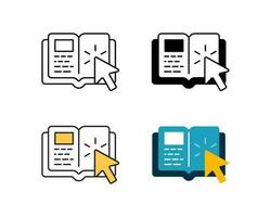 en línea aprendizaje icono vector diseño en 4 4 estilo línea, glifo, duotono, y departamento.