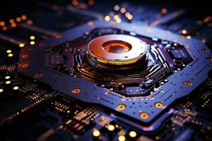 A close-up of a quantum processor the concept of quantum computing photo