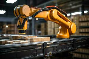 A robot arm assembling a product the concept of AI for manufacturing photo