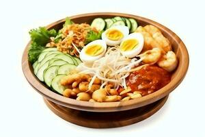 Gado-gado indonesian traditional food. Mix from boiled or steam vegetable served with peanut sauce concept by AI Generated photo