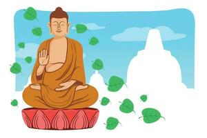 Smiling Buddha For Vesak Day Greeting vector