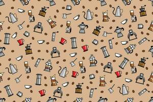 Seamless Pattern Of Coffee Brewer vector