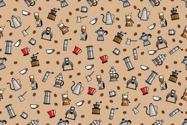 Seamless Pattern Of Coffee Brewer