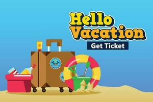 Packing Suitcase For Beach Vacation Poster vector