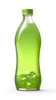 Jelly green, 3D rendering, solid color bottle. AI Generative photo