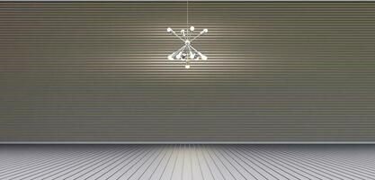 Empty room scene minimal ceiling lamp in the middle of the room Internal slatted floors and slatted walls Empty stage background 3D illustration photo