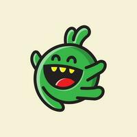 a green monster with a big smile on its face vector