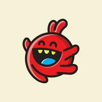 a red monster with a big smile on its face vector