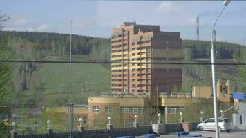 NOVOSIBIRSK REGION, RUSSIA MAY 13, 2017 - View from suburban train arriving at the station, suburb of Novosibirsk video