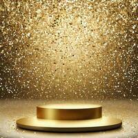 realistic golden podium with sparkle photo