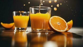 photo of orange juice with splash
