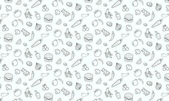 Hand drawn seamless pattern of vegetables. Vector illustration. Free Vector