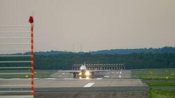 Airplane approaching and landing in Dusseldorf Airport video