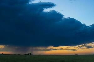 un grande tormenta nube terminado un campo foto