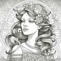 Art Nouveau Coloring Page photo