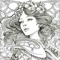 Art Nouveau Coloring Page photo