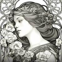 Art Nouveau Coloring Page photo