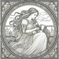 Art Nouveau Coloring Page photo