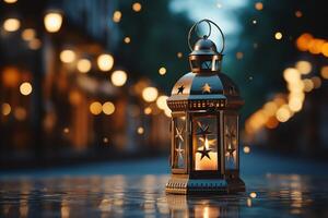 Eid mubarak and ramadan kareem greetings with islamic lantern and mosque. Eid al fitr background. Eid al fitr background of window concept by photo