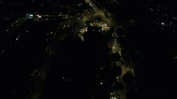 Aerial View of Illuminated Luton City of England UK During Mid Night. High Angle Footage Was Captured on July 28th, 2023 with Drone's Camera video