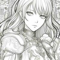 Fantasy Anime Girl Coloring pages photo