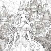 Fantasy Anime Girl Coloring pages photo