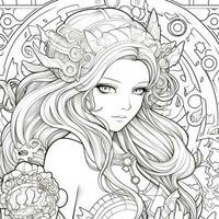 Fantasy Anime Girl Coloring pages photo