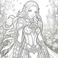 Fantasy Anime Girl Coloring pages photo