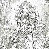 Fantasy Anime Girl Coloring pages photo