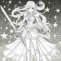 Fantasy Anime Girl Coloring pages photo