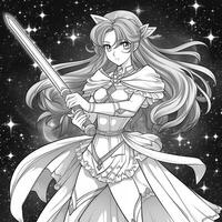 Fantasy Anime Girl Coloring pages photo