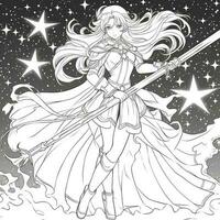 Fantasy Anime Girl Coloring pages photo